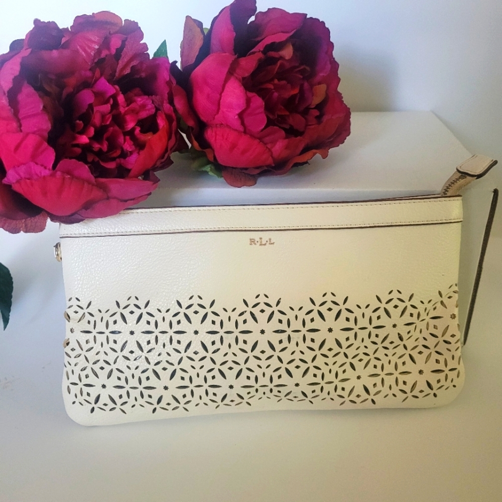 Ralph Lauren cream small diecut clutch purse